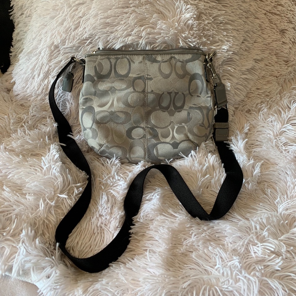 COACH Ashley Pleated Swingpack Crossbody Shoulder Bag, Silver Gray Mix Small